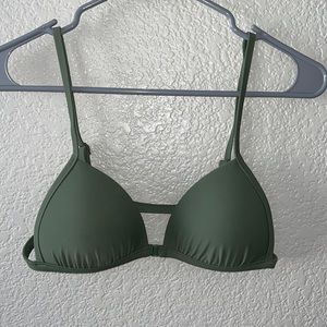 Olive green front clasp swimsuit top